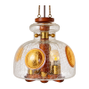 Lampa wisząca vintage z lat 70. szkło crackle i mosiądz