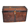 Antyczny kufer podróżny XIX wiek drewno i metal