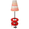 lampa podłogowa PRL z półką czerwona vintage