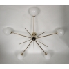 chandelier italian 1960 brass glass 5 lights
