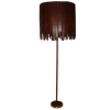 Lampa stojąca vintage z dekoracyjnym drewnianym abażurem