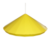 Lampa wisząca IKEA z lat 80., widok na metalowy klosz o średnicy 50 cm zawieszony na kablu.