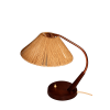 Lampa stołowa Temde z lat 60 wykonana z drewna tekowego i mosiądzu