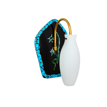 Ceramiczny kinkiet lata 60 z motywem roślinnym