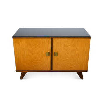 komoda vintage Mid-Century Modern lata 60 drewno i szklany blat
