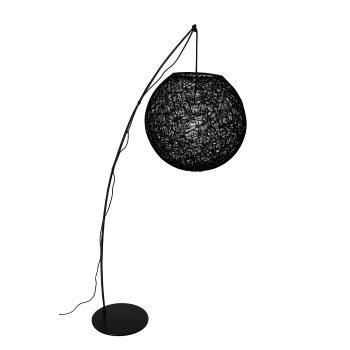 Lampa podłogowa czarna z kulistym kloszem