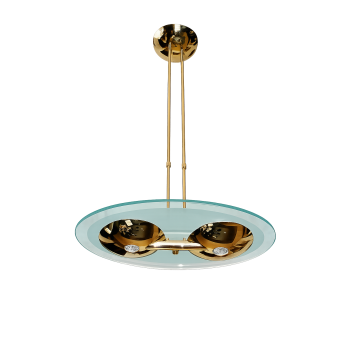 Lampa mosiądzowana ze szkłem vintage