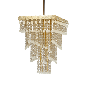 Kryształowy żyrandol kaskada z lat 60 – widok z przodu