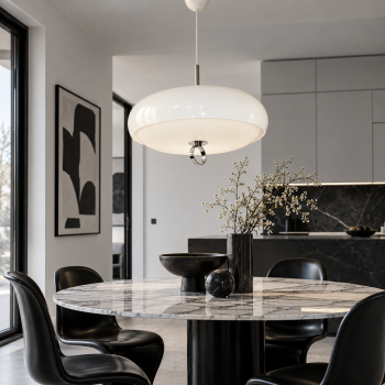 Lampa Guzzini vintage biała z chromem