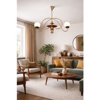 Żyrandol sufitowy retro z oprawą 2×E14