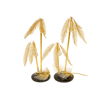 komplet lamp Hollywood Regency metal mosiądzowany