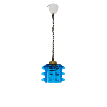 Turkusowa lampa wisząca vintage z lat 70
