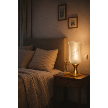 Vintage lampa stołowa z mosiądzu