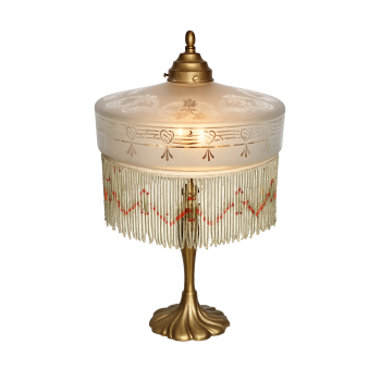 Lampa stołowa Art Deco z lat 50 wykonana z mosiądzu i szkła