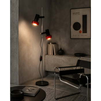 Metalowa lampa podłogowa retro dwa reflektory