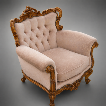 french armchair 1960 carved wood upholstered