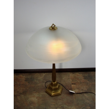 lampa stołowa art deco 2x E27 szkło i mosiądz