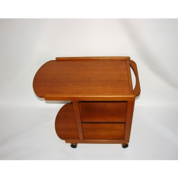 Drewniany barek retro lata 70 z kółkami mosiężnymi