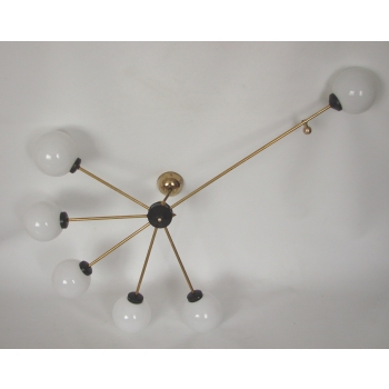 vintage chandelier italian 1960 brass glass