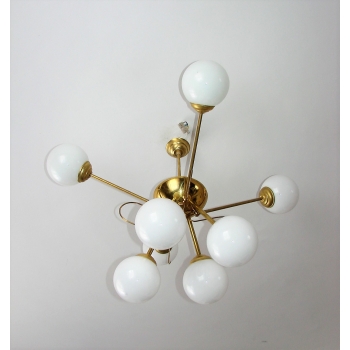 Żyrandol space age – mosiądz i szkło