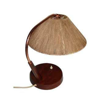Oryginalna szwajcarska lampa vintage z abażurem sznurkowym