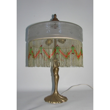 Lampa stołowa retro z mosiężną podstawą