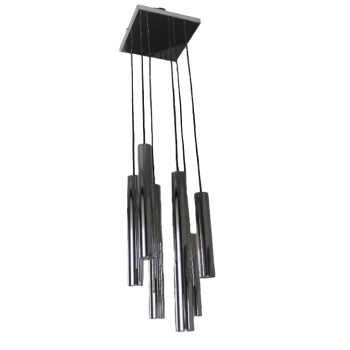 Lampa wisząca kaskada z lat 70. wykonana ze stali chromowanej