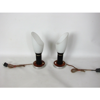 Para lamp Mid Century z mosiądzu i szkła z lat 50.