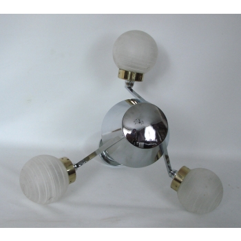 Oryginalna lampa vintage ze szkła i stali niklowanej