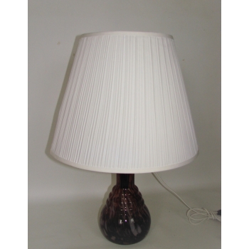 lampa nocna retro ze szkła z abażurem