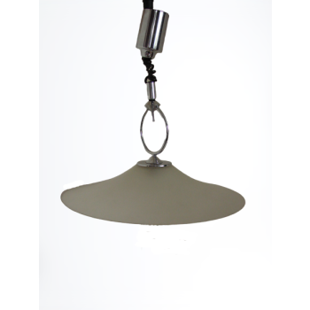 Chromowana lampa vintage z matowym kloszem szklanym
