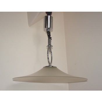 Lampa vintage z chromowanego metalu i szkła matowego