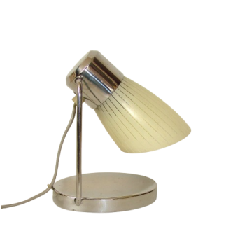 Lampka biurkowa Drupol z Czechosłowacji, lata 60., chromowany metal i szklany klosz