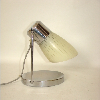 Lampka biurkowa Drupol z Czechosłowacji, lata 60., chromowany metal i szklany klosz