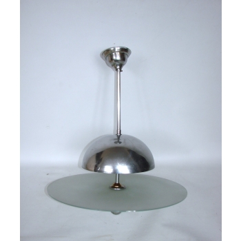 Lampa sufitowa Art Deco z lat 30. – niklowany mosiądz