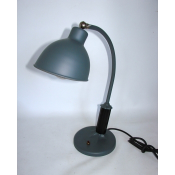 Designerska lampa MOLITOR z lat 30. – ciemnoszara, metalowa, z podstawą