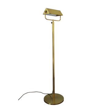 Lampa podłogowa bankieterka z lat 70., mosiądz i metal