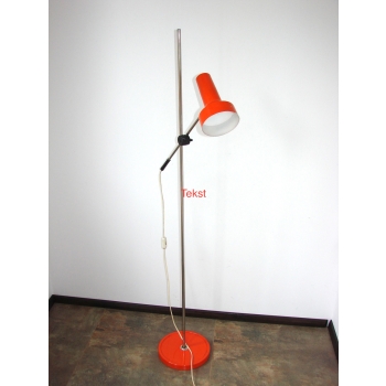 Lampa podłogowa z lat 70., metalowa z aluminiowym kloszem