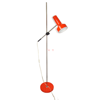 Lampa podłogowa z lat 70., metalowa z aluminiowym kloszem