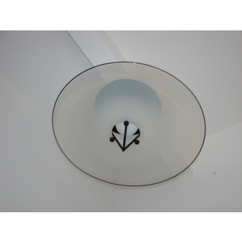 Lampa wisząca retro Murano – szkło mleczne z czarną obramówką