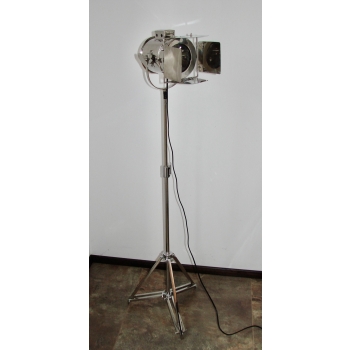 Vintage lampa podłogowa loft, niklowane wykończenie, unikatowy design