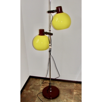 Lampa retro z lat 70. – dwa szklane klosze w kolorze żółtym