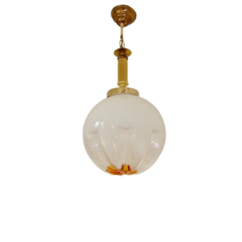 Lampa wisząca Mazzega lata 70. z mosiężną oprawą