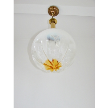 Designerska lampa retro z kloszem ze szkła formowanego