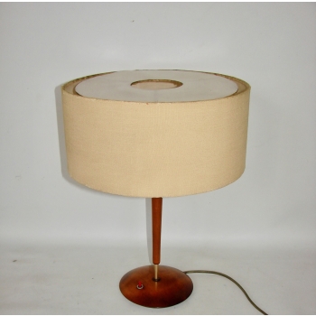 Lampa stołowa retro z lat 60. – drewniana i metalowa podstawa