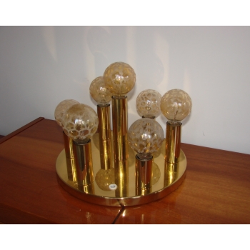 Lampa vintage marki Solken – mosiądz i szkło strukturalne