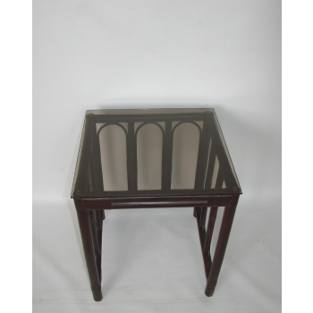 stolik vintage rattan szkło