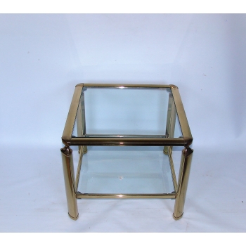 Stolik mosiężny ze szklanym blatem
