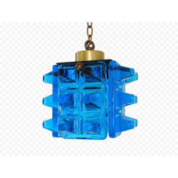 Szklana lampa sufitowa Space Age w kolorze turkusowym