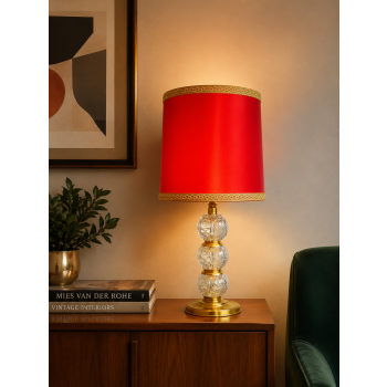 Lampa vintage ze szkła kryształowego i mosiądzu